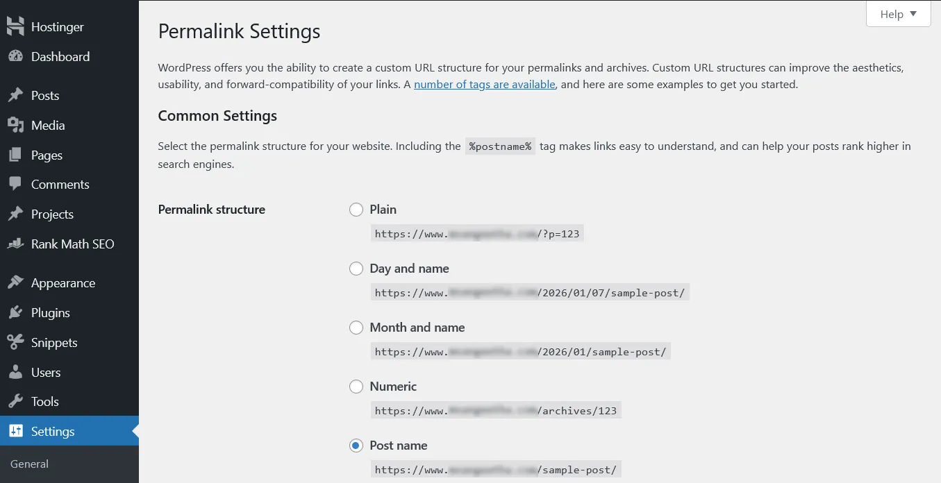 WordPress Permalink Settings