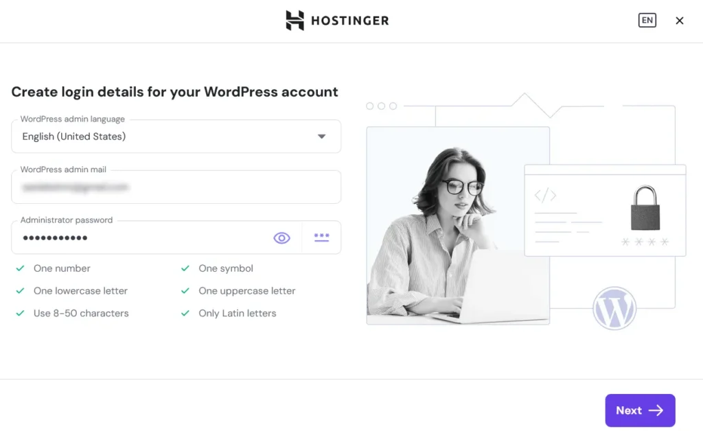 Create Your WordPress Login Details