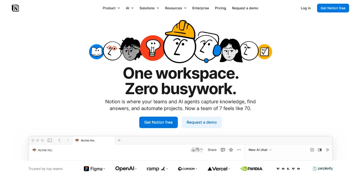 Sales Landing Page Example - Notion
