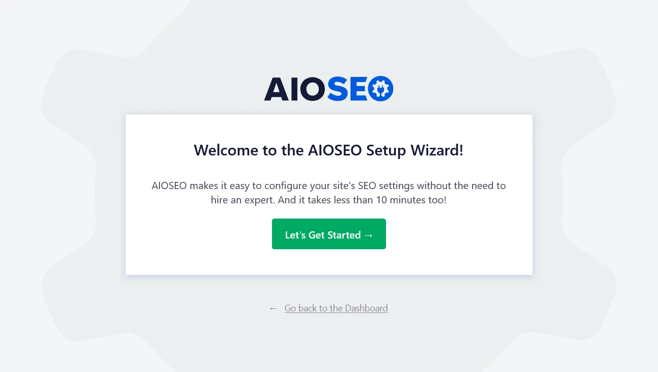 All in One SEO Setup Wizard