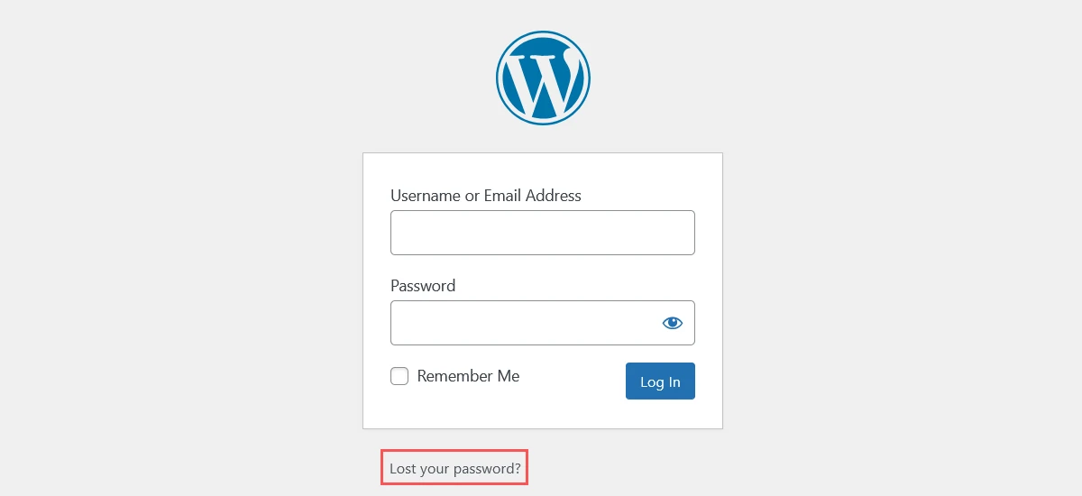 Reset your password in WordPress