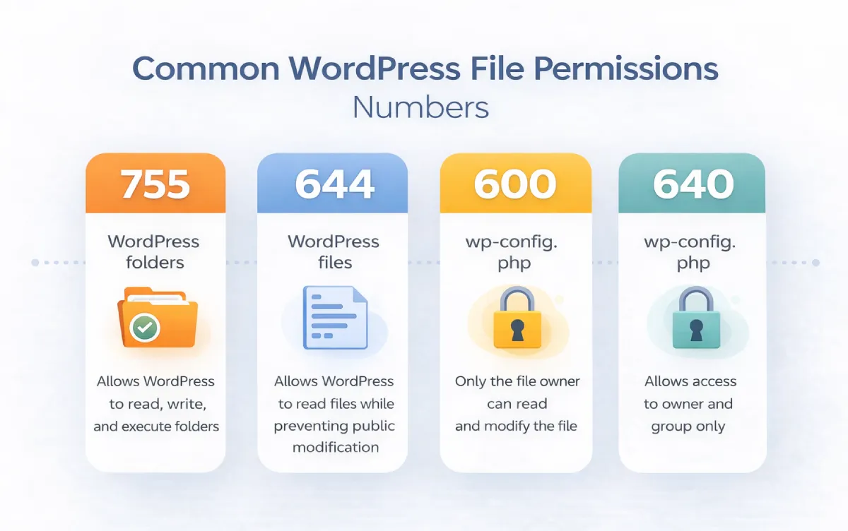 WordPress file permissions explained 755 644 600 640