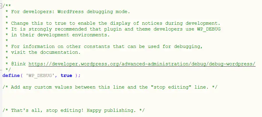 Enable WordPress Debug Mode