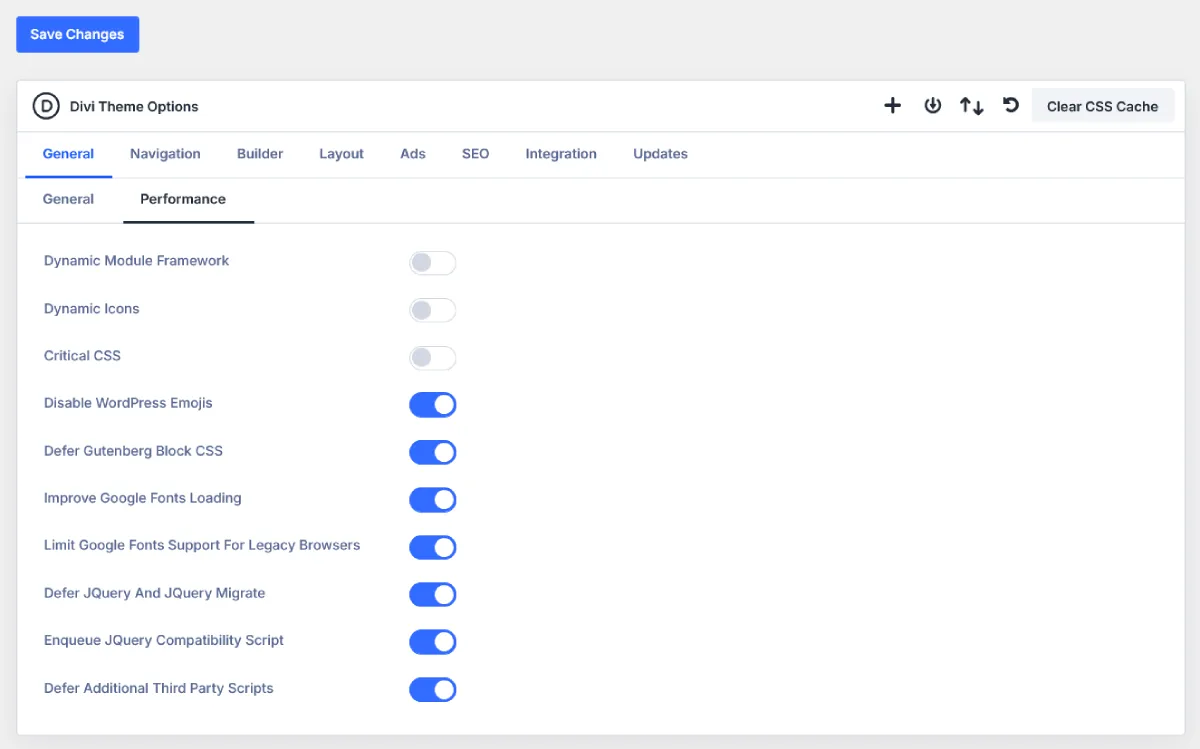 DIVI 5 Performance Settings