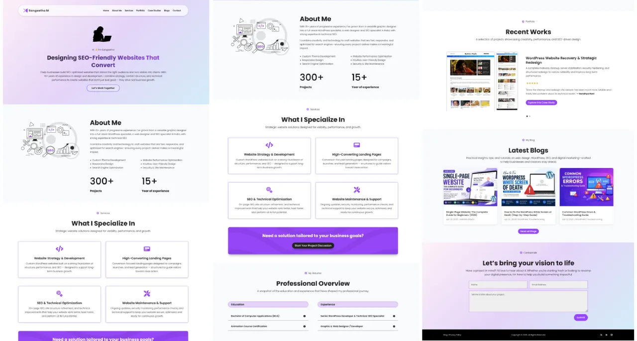 One-page Website - Sections