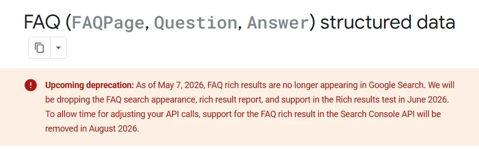 As of May 7, 2026, FAQ rich results are no longer appearing in Google Search.