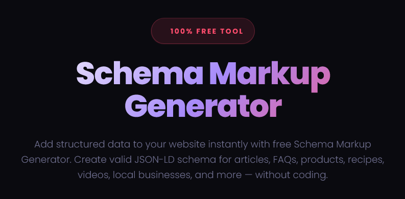 Free Schema Markup Generator Free Schema Markup Generator