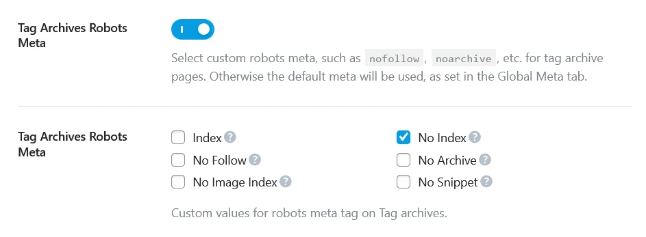 Noindex Tag Pages