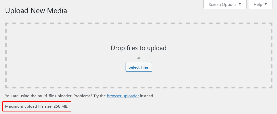 WordPress Media Maximum Upload Size
