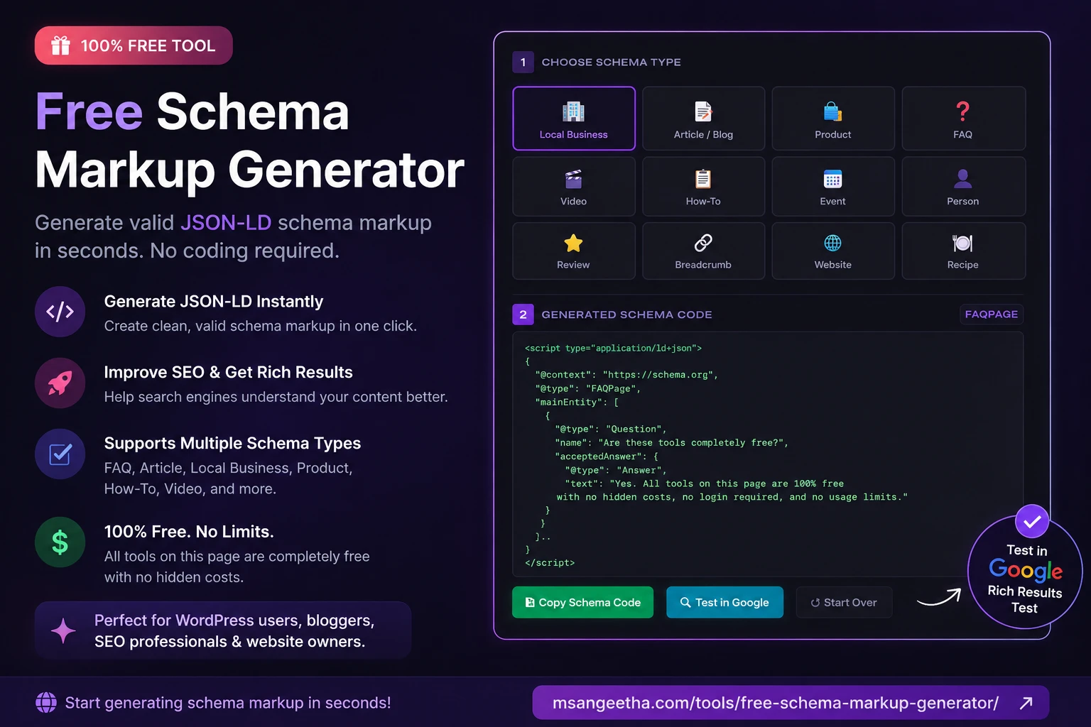Free Schema Markup Generator Free Schema Markup Generator