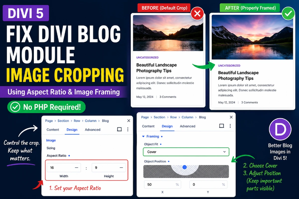 How to Fix Divi Blog Module Image Cropping in Divi 5 (No PHP Code Needed)