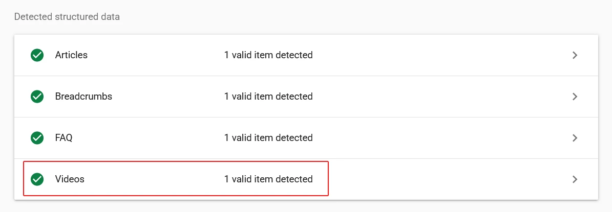 Rich Results Test Showing Video Detected in Page