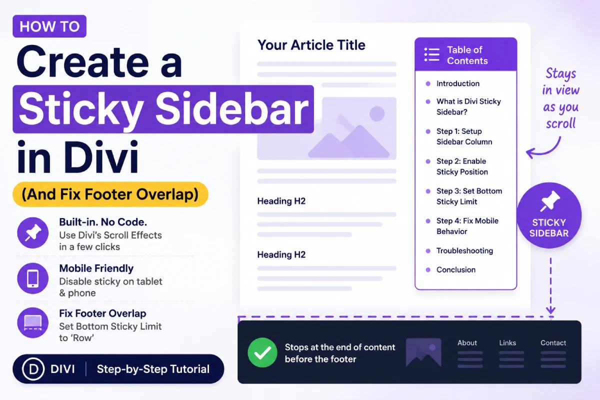 How to Create a Sticky Sidebar in Divi (And Fix Footer Overlap)
