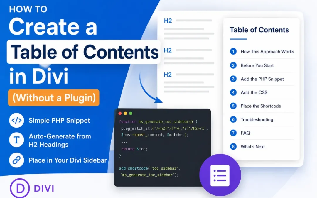 How to Add a Table of Contents in WordPress/Divi Without a Plugin