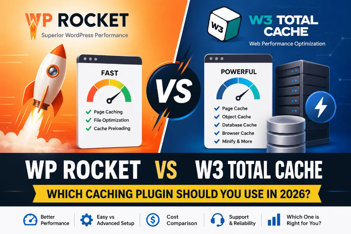 WP Rocket vs W3 Total Cache: Which Caching Plugin Should You Use in 2026?