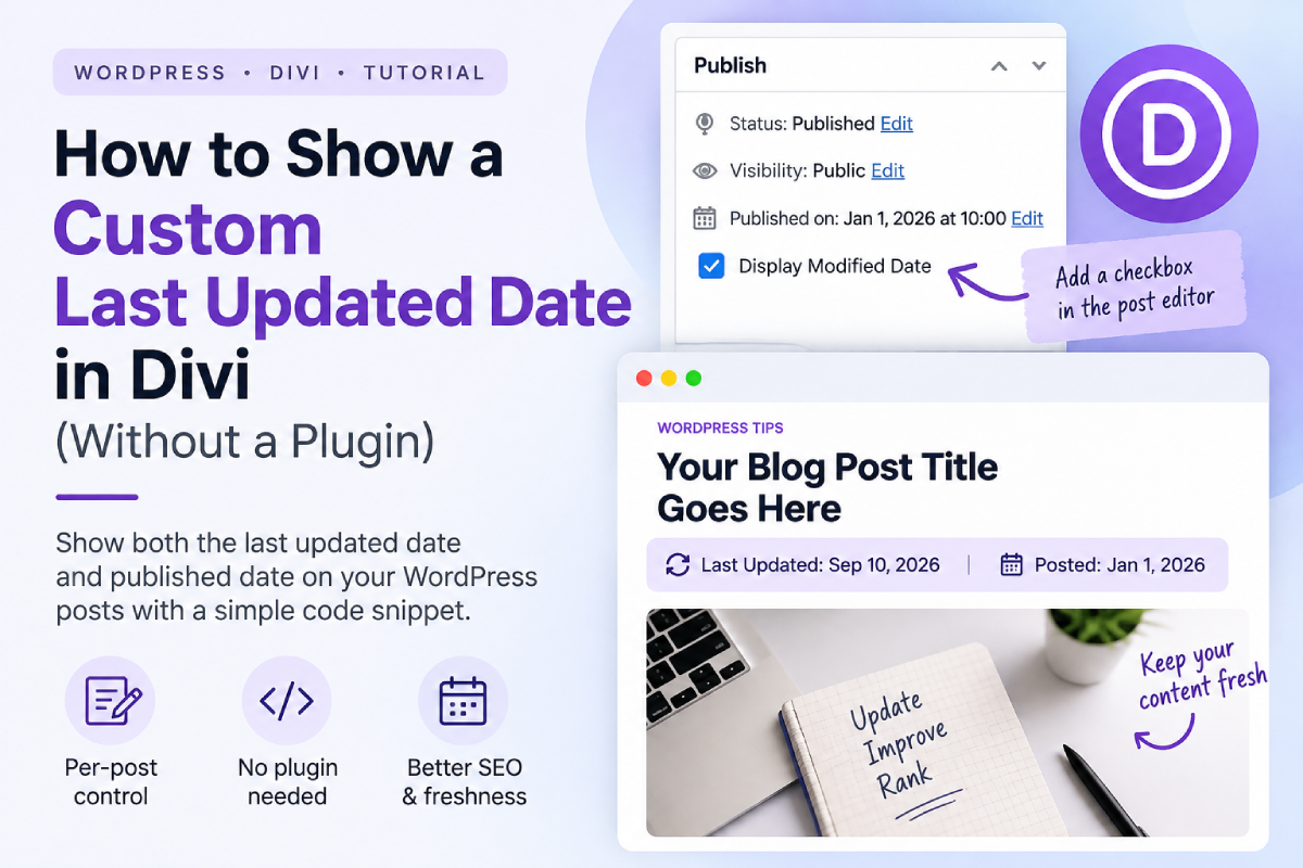 How to Show Last Updated Date in Divi (With Custom Control, No Plugin)